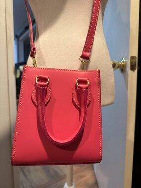 Anna Paola Leather Crossbody Handbag Fuchsia Top Handle Purse Made in Italy